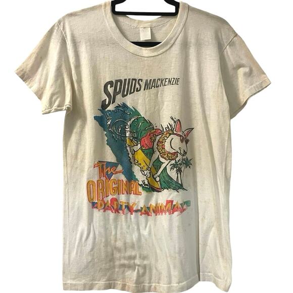 Vintage 80s Spuds McKenzie Original Party Animal Bud Light Single Stitch Shirt L - Picture 1 of 3